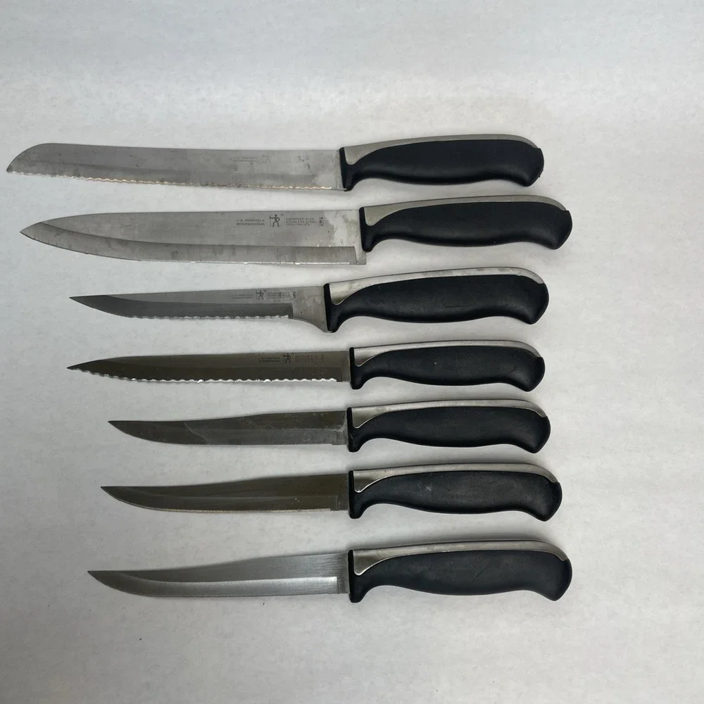 J.A. HENCKELS used knife lot - 7 total (see description for model numbers)